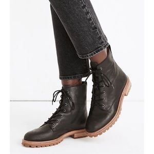 Madewell The Clair Black Lace-Up Leather Boots Women’s Size 6.5 2020